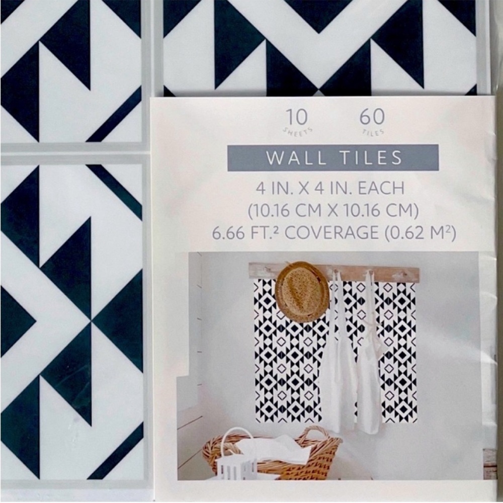 Target Peel & stick reusable black pattern tile for kitchen backsplash bathroom
